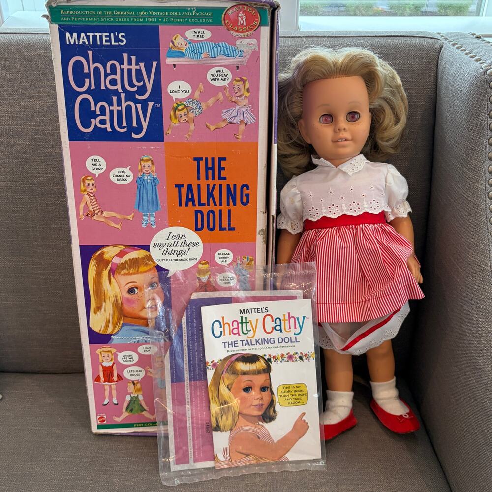 1999 Reproduction Mattel Chatty Cathy 20" Tall Pink Eyes NOT WORKING
